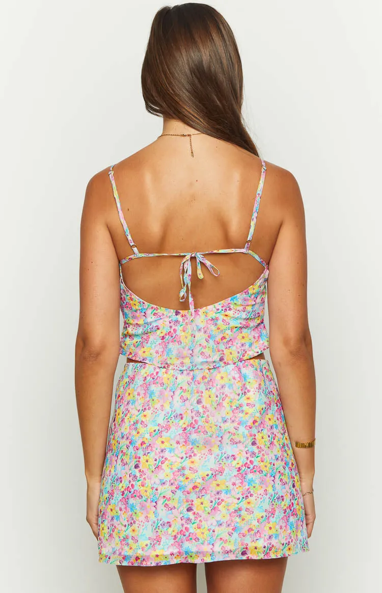 Milliana Painted Floral Pink Crop Top sold by Beginning Boutique product image thumbnail 5