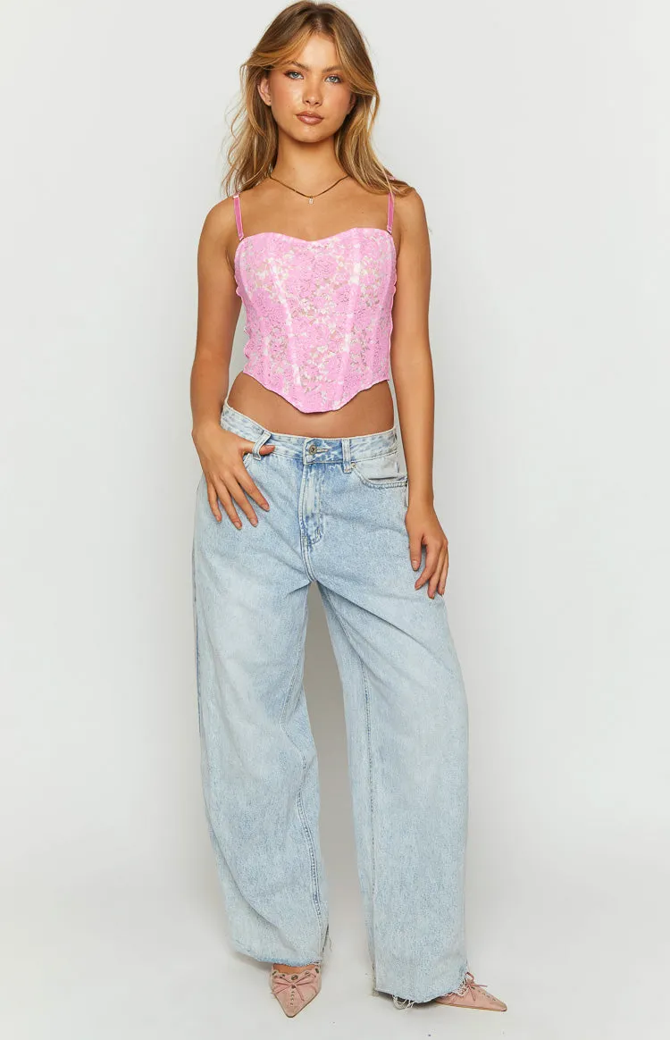 Jem Pink Lace Corset Top sold by Beginning Boutique product image thumbnail 2