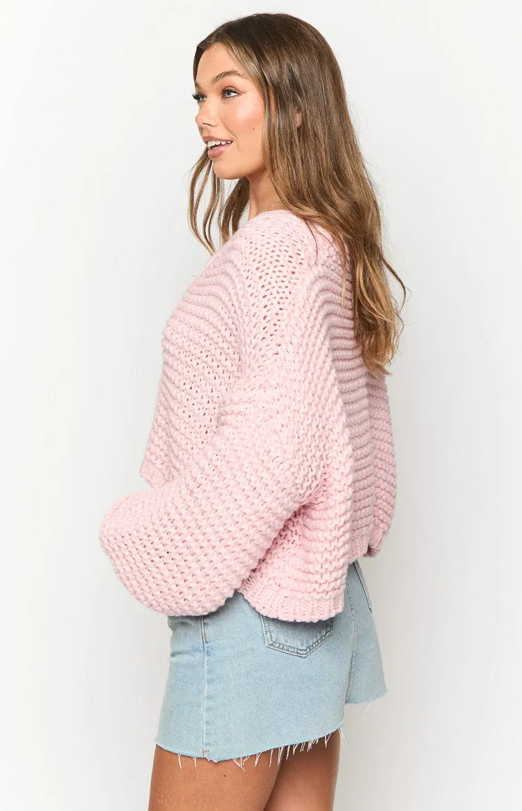 Jen Light Pink Knit Cardigan sold by Beginning Boutique product image thumbnail 4
