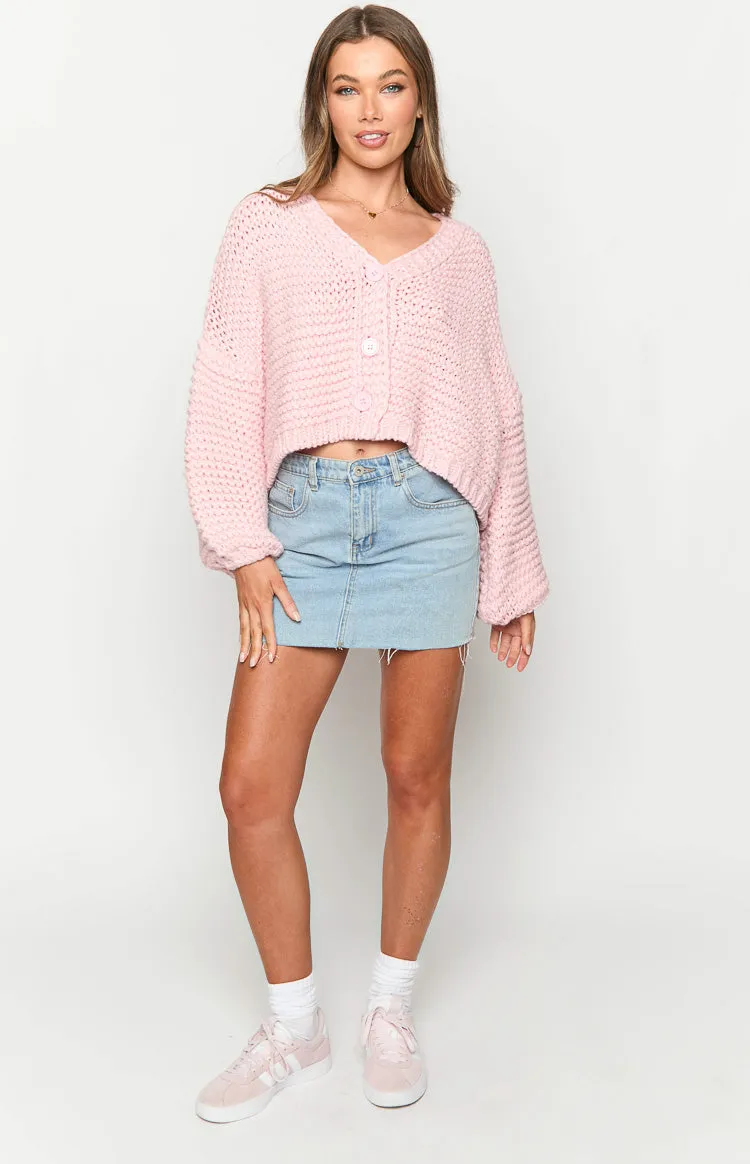 Jen Light Pink Knit Cardigan sold by Beginning Boutique product image thumbnail 3
