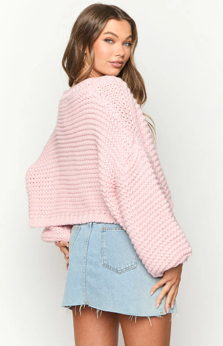 Jen Light Pink Knit Cardigan sold by Beginning Boutique product image thumbnail 5