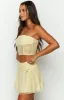 Stay Yellow Strapless Mesh Corset Top sold by Beginning Boutique