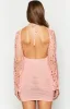 Spina Pink Crochet Long Sleeve Mini Dress sold by Beginning Boutique