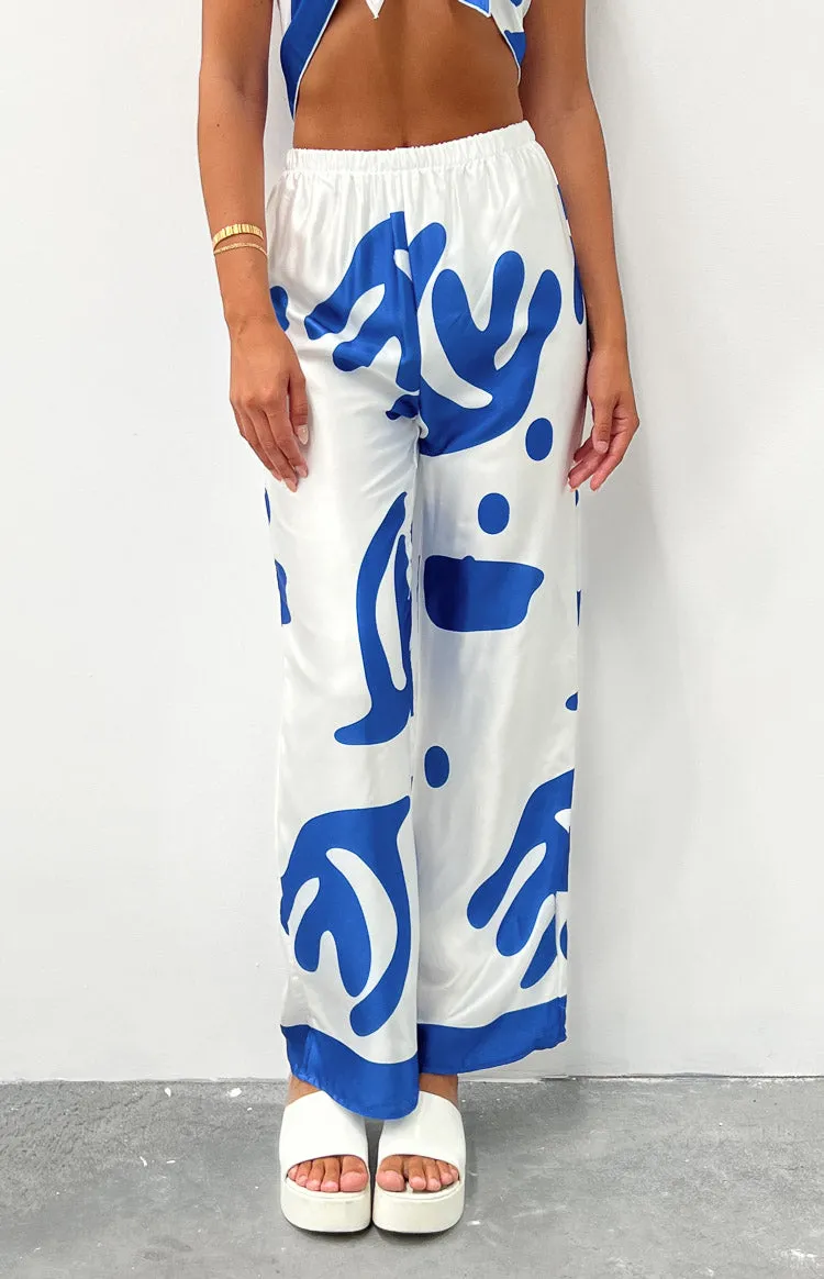Dylan Blue Print Pants sold by Beginning Boutique