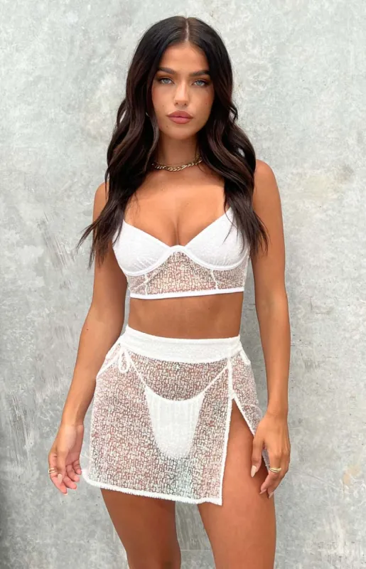 Starman White Sparkle Mini Skirt sold by Beginning Boutique