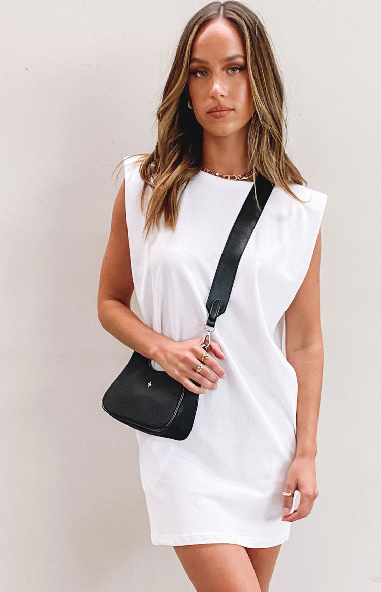 Jericho Padded Shoulder T-shirt Dress White sold by Beginning Boutique product image thumbnail 4