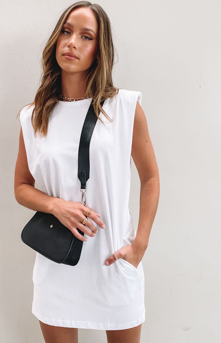 Jericho Padded Shoulder T-shirt Dress White sold by Beginning Boutique product image thumbnail 3