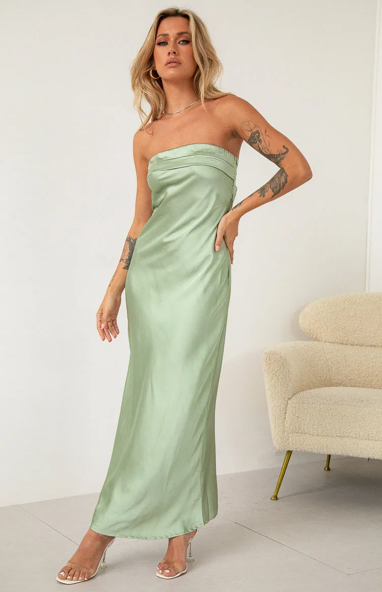 Maiah Khaki Maxi Dress sold by Beginning Boutique