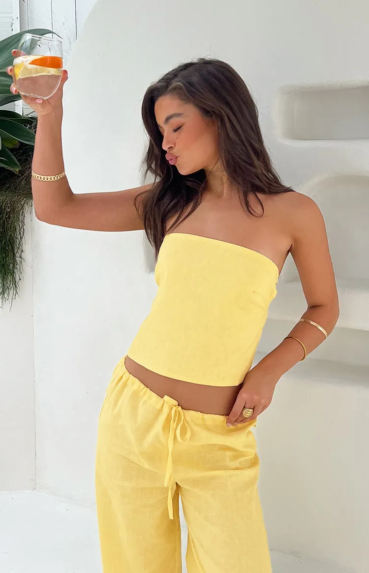 Ibiza Yellow Strapless Top sold by Beginning Boutique