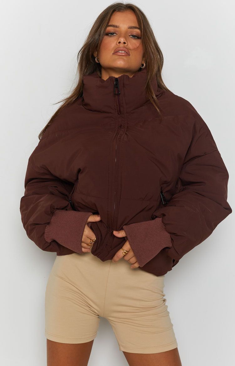 Remi Puffer Jacket Chocolate sold by Beginning Boutique product image thumbnail 2