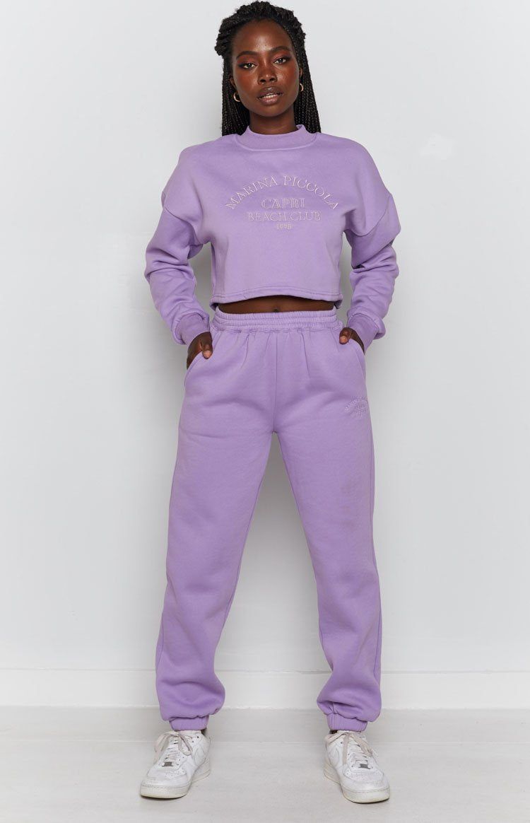 Capri Beach Cropped Crew Lilac sold by Beginning Boutique product image thumbnail 3