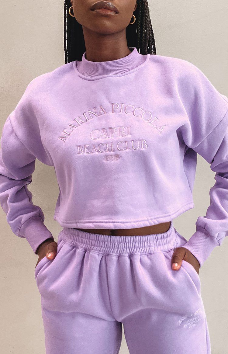 Capri Beach Cropped Crew Lilac sold by Beginning Boutique product image thumbnail 2