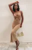 Catalina Cut Out Midi Dress Brown sold by Beginning Boutique