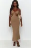 Catalina Cut Out Midi Dress Brown sold by Beginning Boutique