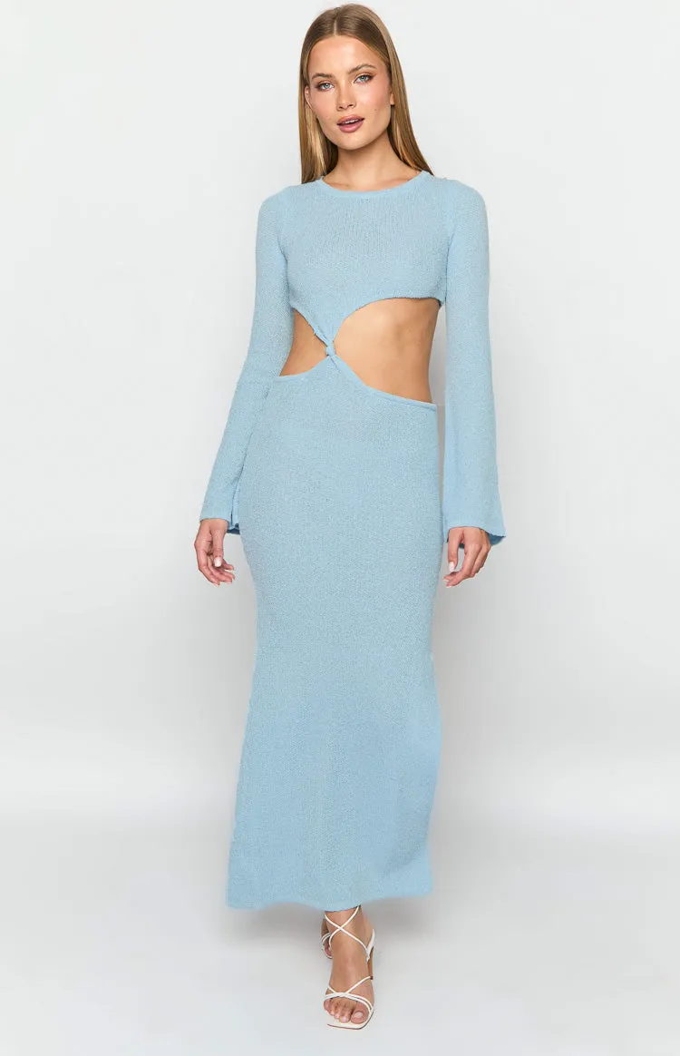 Arya Blue Long Sleeve Knit Maxi Dress sold by Beginning Boutique product image thumbnail 3