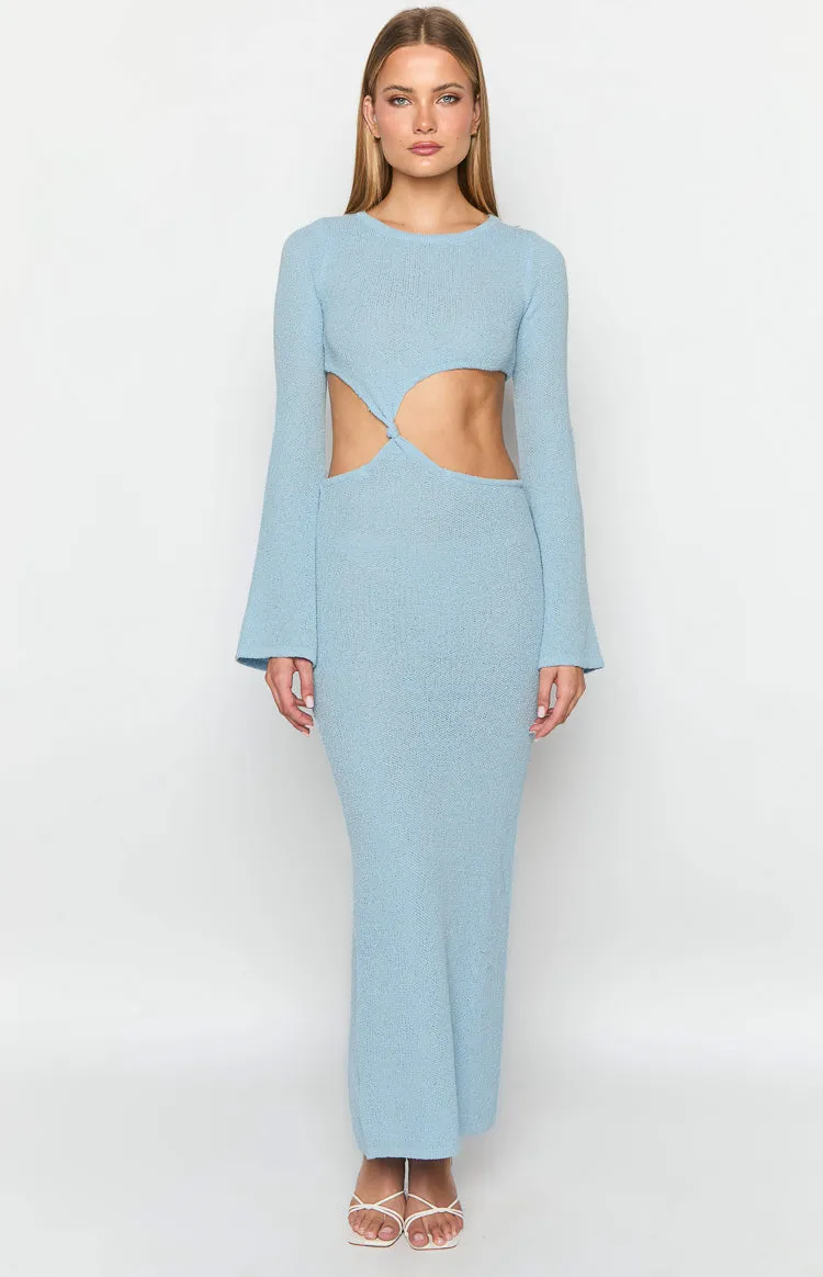 Arya Blue Long Sleeve Knit Maxi Dress sold by Beginning Boutique product image thumbnail 2