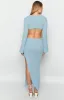 Arya Blue Long Sleeve Knit Maxi Dress sold by Beginning Boutique