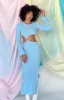 Arya Blue Long Sleeve Knit Maxi Dress sold by Beginning Boutique