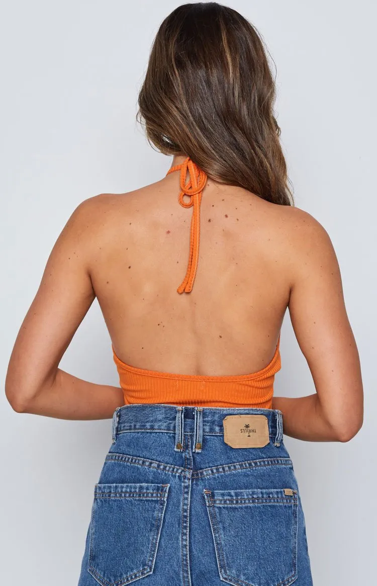 Debbie Orange Halter Bodysuit sold by Beginning Boutique product image thumbnail 5