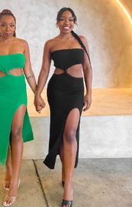 Harbour Black Midi Dress sold by Beginning Boutique