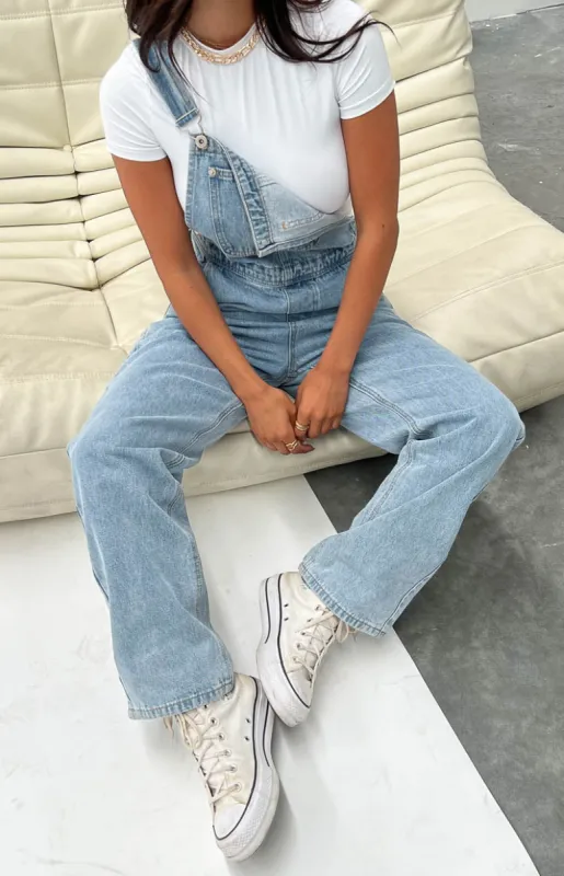 Patterson Blue Denim Overalls sold by Beginning Boutique