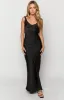 Carnation Black Satin Maxi Dress sold by Beginning Boutique