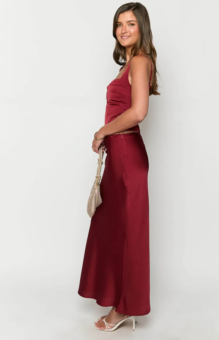 Ryland Burgundy Maxi Skirt sold by Beginning Boutique product image thumbnail 4