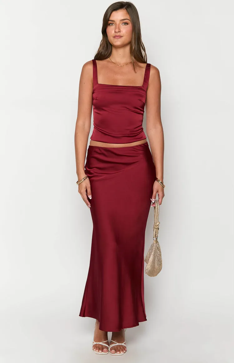Ryland Burgundy Maxi Skirt sold by Beginning Boutique product image thumbnail 2