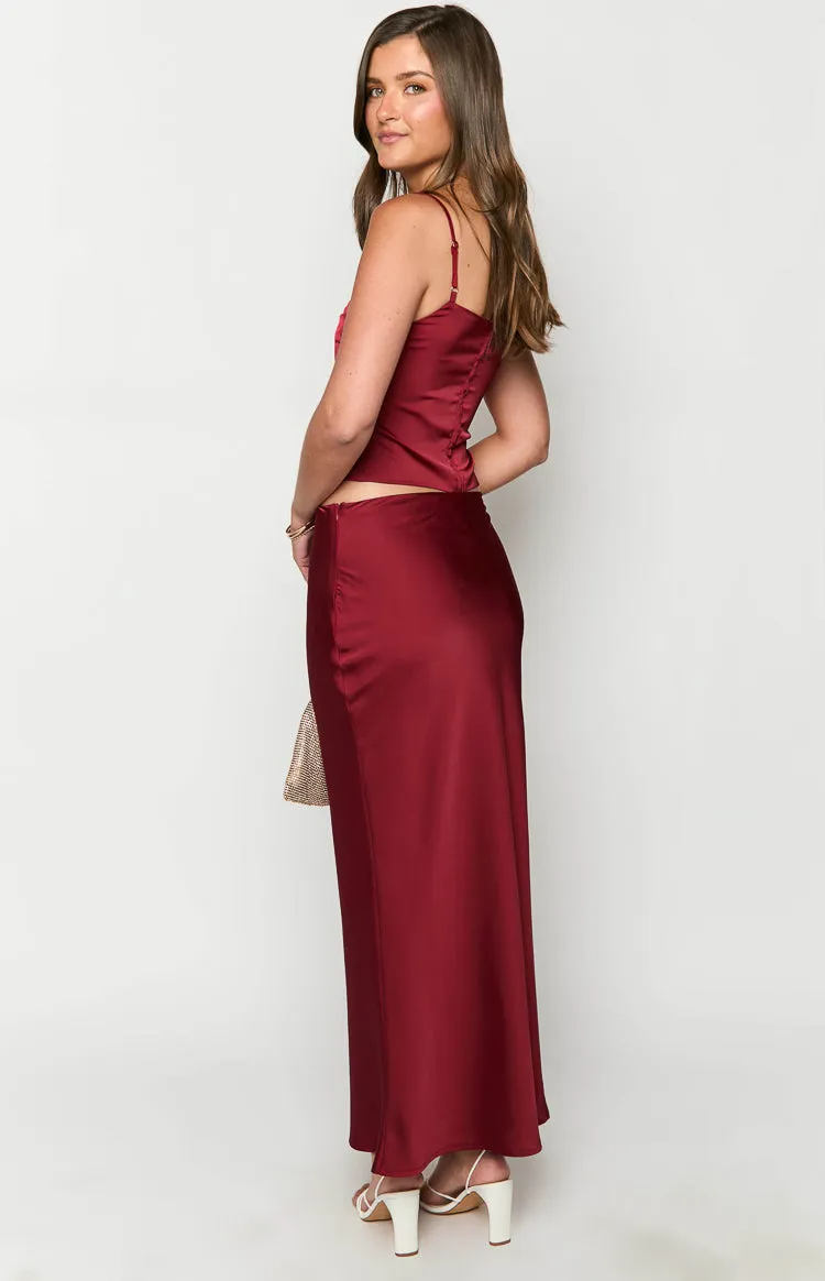Ryland Burgundy Maxi Skirt sold by Beginning Boutique product image thumbnail 5