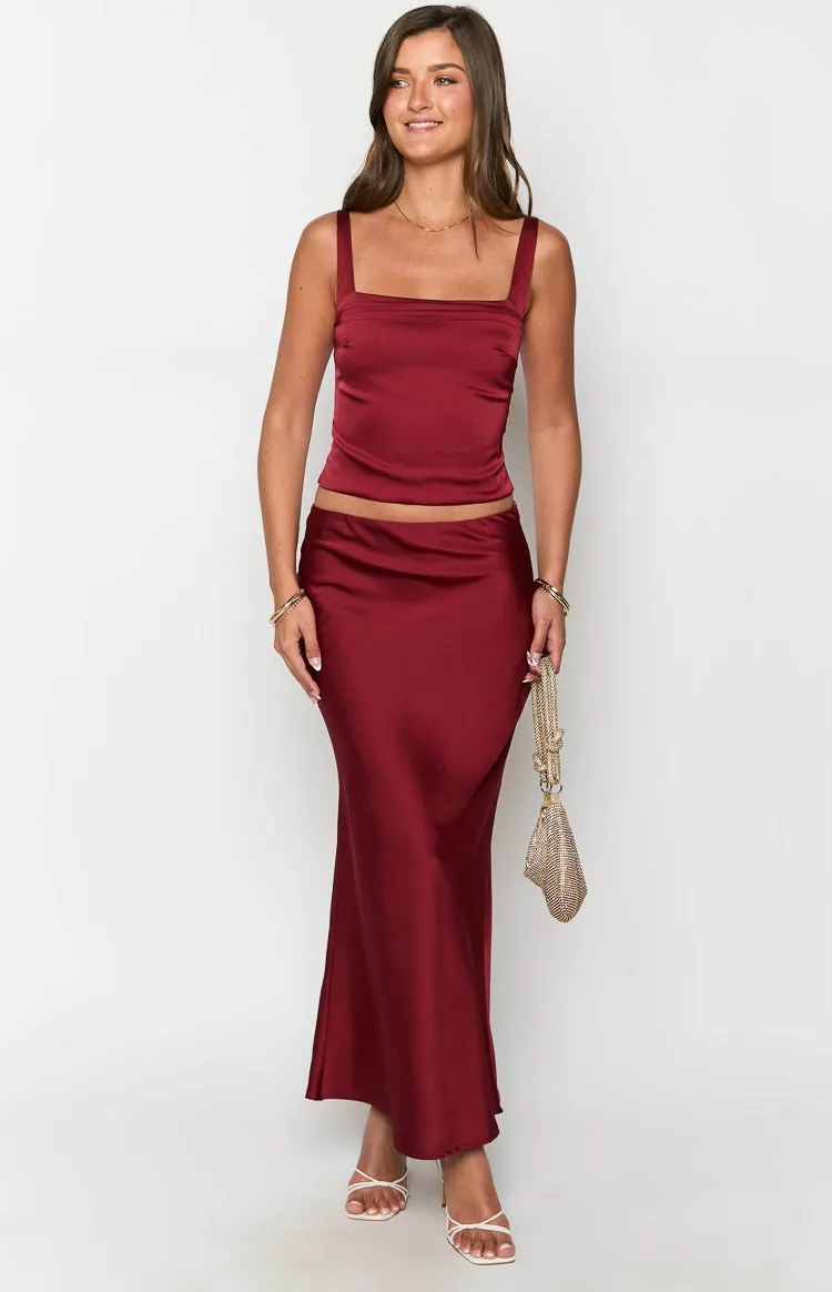 Ryland Burgundy Maxi Skirt sold by Beginning Boutique product image thumbnail 3