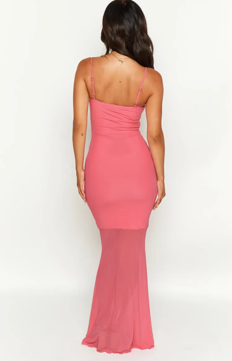 Veronica Pink Mesh Ruched Maxi Dress sold by Beginning Boutique product image thumbnail 4