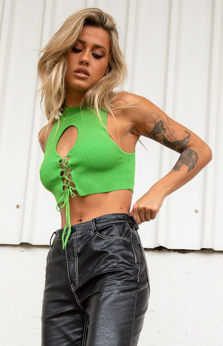 Naida Green Tie Up Top sold by Beginning Boutique product image thumbnail 7