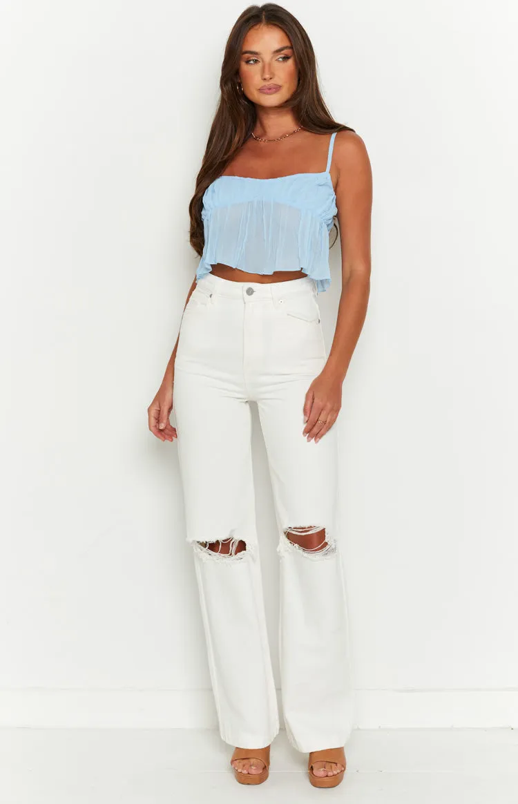 A 94 High & Wide Washed White Rip Jeans sold by Beginning Boutique product image thumbnail 5