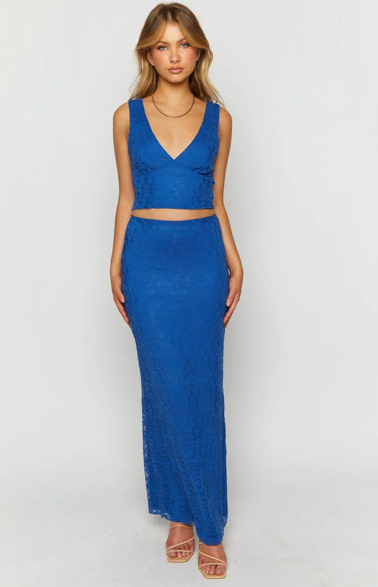 Mimosa Blue Lace Crop Top sold by Beginning Boutique product image thumbnail 2