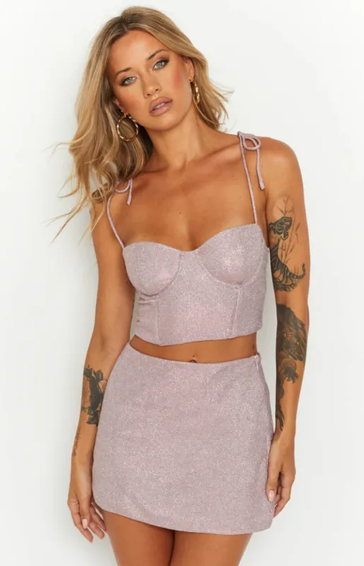 Rosa Pink Sparkle Mini Skirt sold by Beginning Boutique