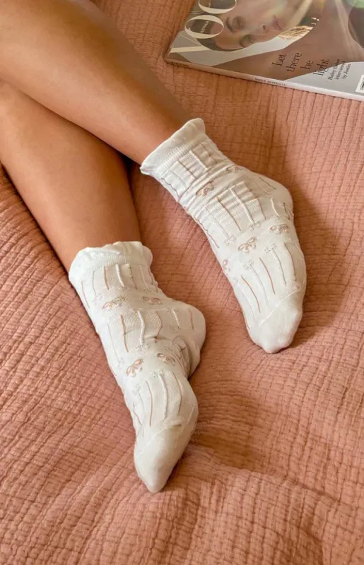Villa White Bow Socks sold by Beginning Boutique
