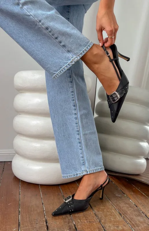 Tony Bianco Sadie Black Como Heels sold by Beginning Boutique