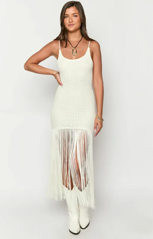 Teyla White Maxi Dress sold by Beginning Boutique