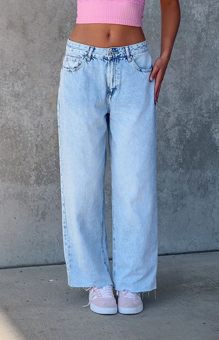 She's Yours Vintage Blue Denim Wide Leg Boyfriend Jeans sold by Beginning Boutique