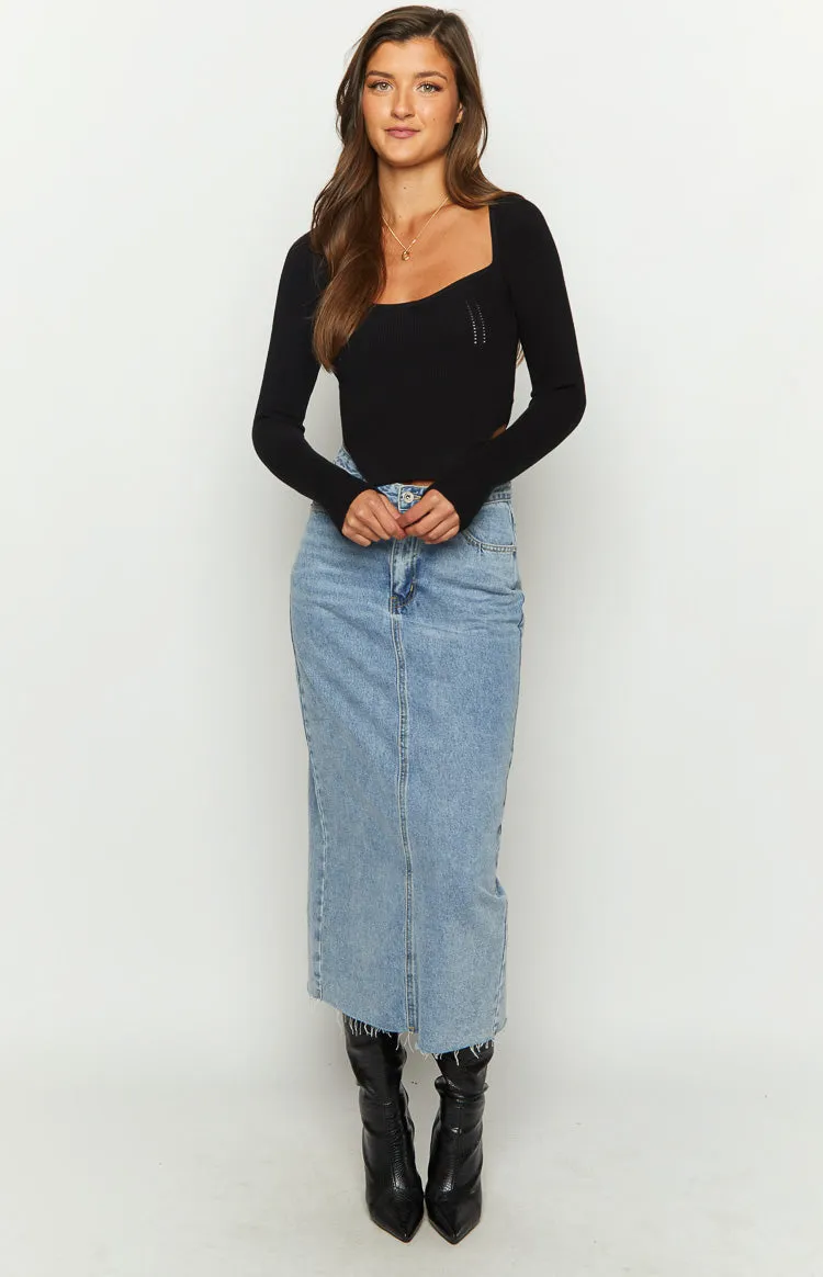 Amalia Black Knit Sleeve Top sold by Beginning Boutique product image thumbnail 3