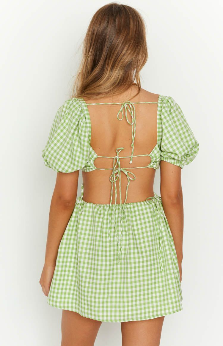 Penelope Green Gingham Mini Dress sold by Beginning Boutique product image thumbnail 5
