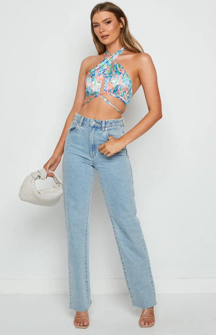 Aubrey Blue Printed Halter Top sold by Beginning Boutique product image thumbnail 3