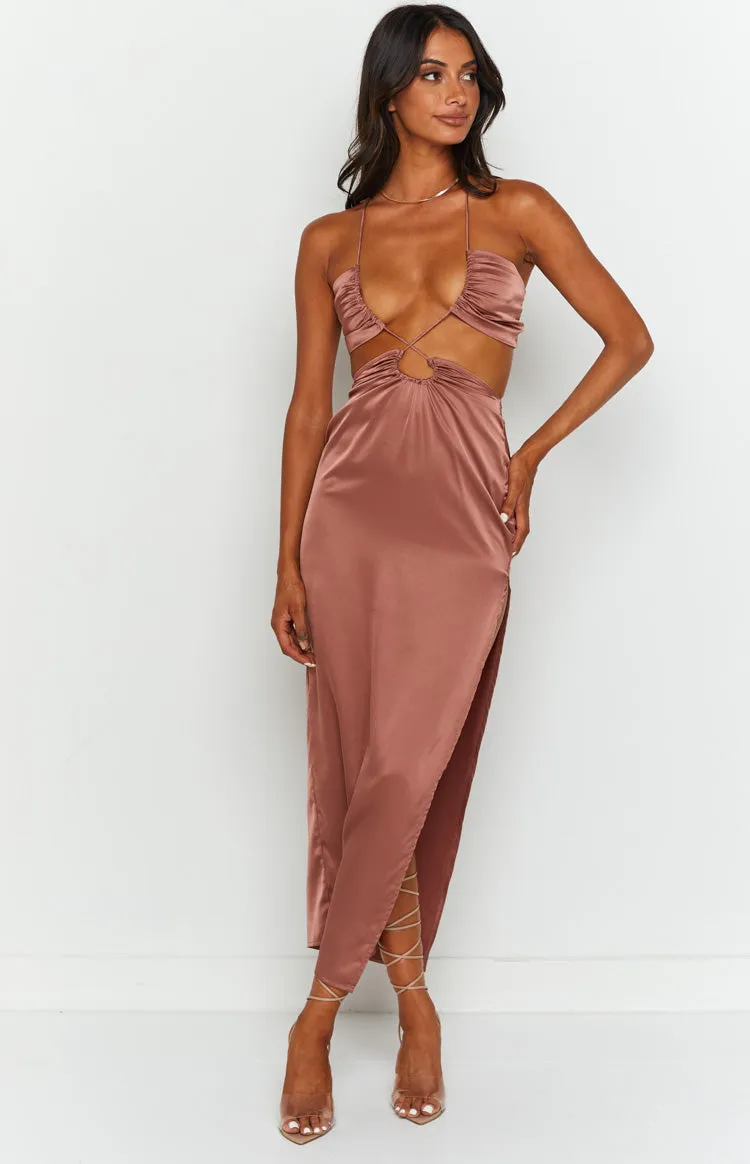 Taylor Copper Maxi Dress sold by Beginning Boutique