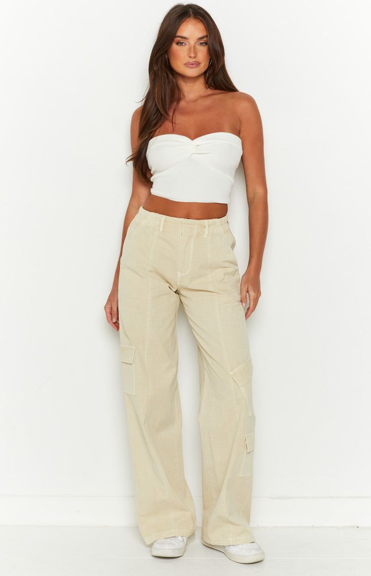 Millie Cream Low Rise Cargo Trousers sold by Beginning Boutique product image thumbnail 3