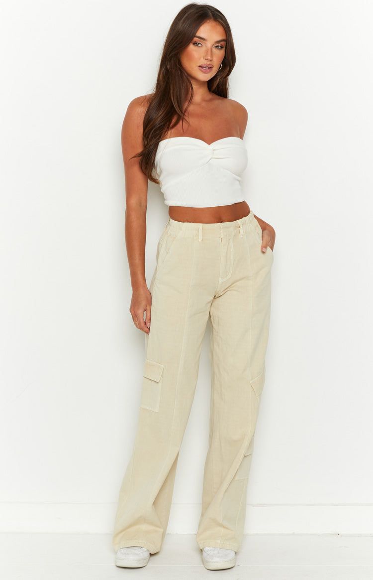 Millie Cream Low Rise Cargo Trousers sold by Beginning Boutique product image thumbnail 2