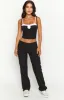 Junice Black Double Layered Crop Top sold by Beginning Boutique