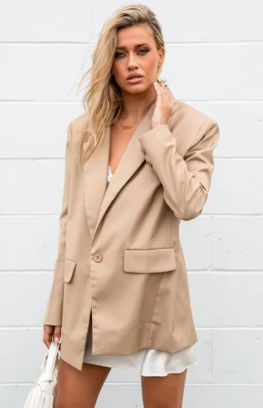 Lioness Beige Welcome To The Jungle Blazer sold by Beginning Boutique