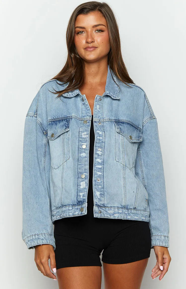 Hugo Light Wash Oversized Denim Jacket sold by Beginning Boutique product image thumbnail 3
