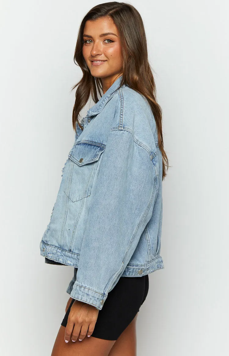 Hugo Light Wash Oversized Denim Jacket sold by Beginning Boutique product image thumbnail 4