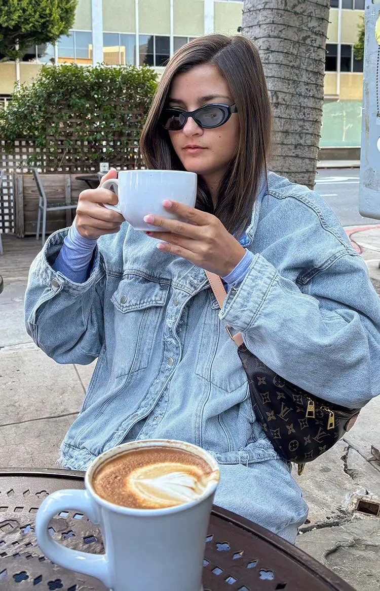 Hugo Light Wash Oversized Denim Jacket sold by Beginning Boutique